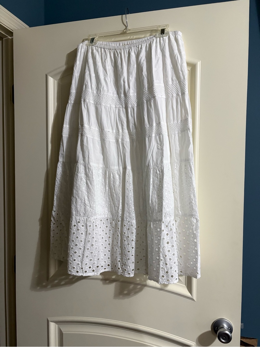 Choices White Eyelet Tiered Maxi Skirt